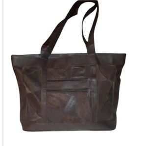 80s style moms leather brown patch purse